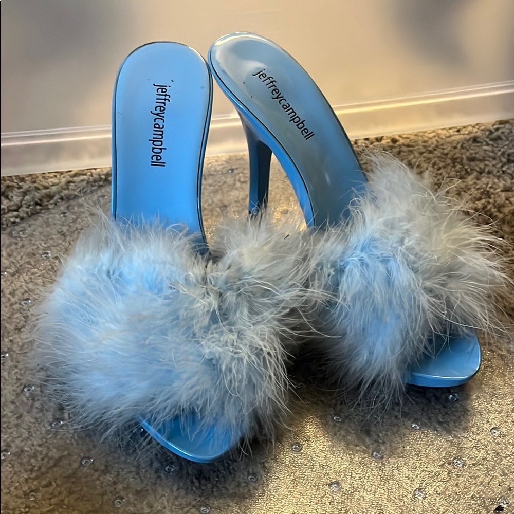 Jeffrey Campbell Blue Marabou Heels